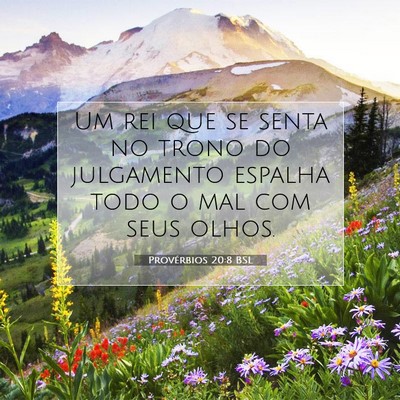 Picture 07 - Provérbios 20:8 BSL - Um rei que se senta no trono do julgamento - Bible Verse Picture