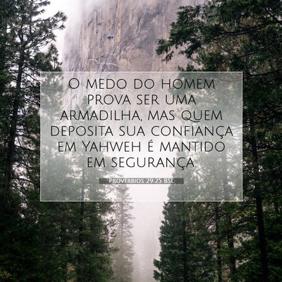 Picture 07 - Provérbios 29:25 BSL - O medo do homem prova ser uma armadilha, mas quem - Bible Verse Picture