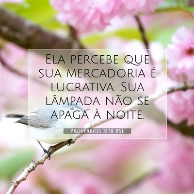 Picture 07 - Provérbios 31:18 BSL - Ela percebe que sua mercadoria é lucrativa. Sua - Bible Verse Picture