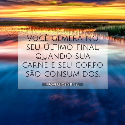 Picture 07 - Provérbios 5:11 BSL - Você gemerá no seu último final, quando sua - Bible Verse Picture