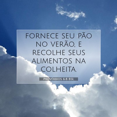 Picture 07 - Provérbios 6:8 BSL - fornece seu pão no verão, e recolhe seus - Bible Verse Picture