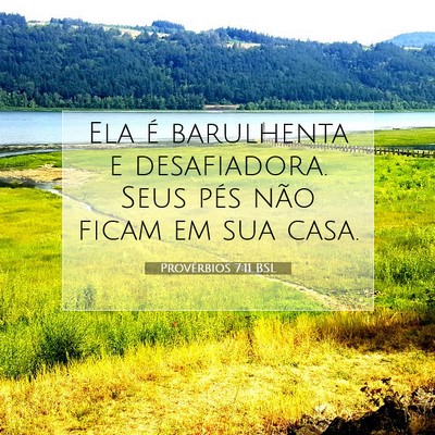Picture 07 - Provérbios 7:11 BSL - Ela é barulhenta e desafiadora. Seus pés não - Bible Verse Picture