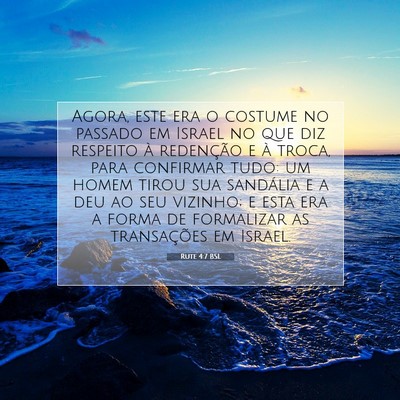 Picture 07 - Rute 4:7 BSL - Agora, este era o costume no passado em Israel no - Bible Verse Picture