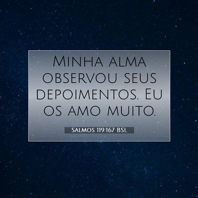 Picture 07 - Salmos 119:167 BSL - Minha alma observou seus depoimentos. Eu os amo - Bible Verse Picture