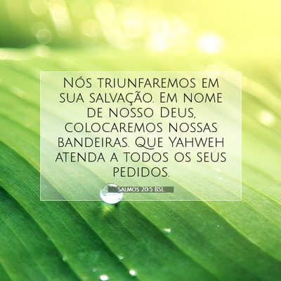Picture 07 - Salmos 20:5 BSL - Nós triunfaremos em sua salvação. Em nome de - Bible Verse Picture