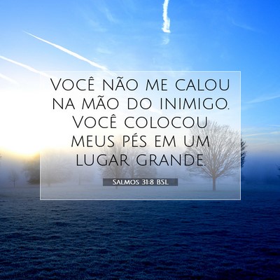 Picture 07 - Salmos 31:8 BSL - Você não me calou na mão do inimigo. Você - Bible Verse Picture