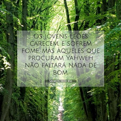 Picture 07 - Salmos 34:10 BSL - Os jovens leões carecem, e sofrem fome, mas - Bible Verse Picture