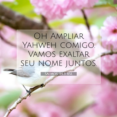Picture 07 - Salmos 34:3 BSL - Oh Ampliar Yahweh comigo. Vamos exaltar seu nome - Bible Verse Picture