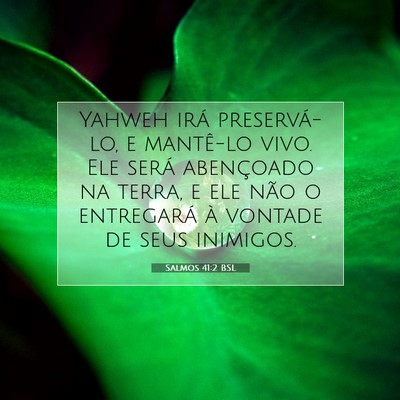 Picture 07 - Salmos 41:2 BSL - Yahweh irá preservá-lo, e mantê-lo vivo. Ele - Bible Verse Picture