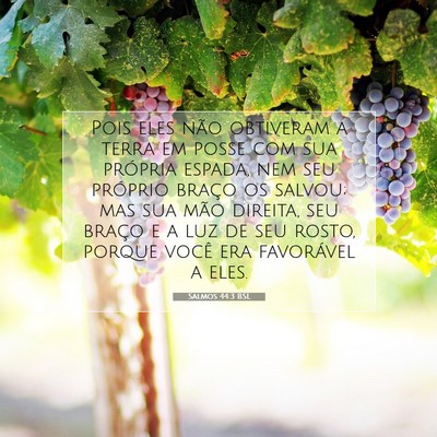 Picture 07 - Salmos 44:3 BSL - Pois eles não obtiveram a terra em posse com sua - Bible Verse Picture