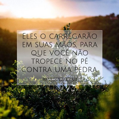 Picture 07 - Salmos 91:12 BSL - Eles o carregarão em suas mãos, para que você - Bible Verse Picture
