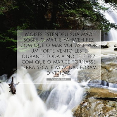 Picture 07 - Êxodo 14:21 BSL - Moisés estendeu sua mão sobre o mar, e Yahweh - Bible Verse Picture