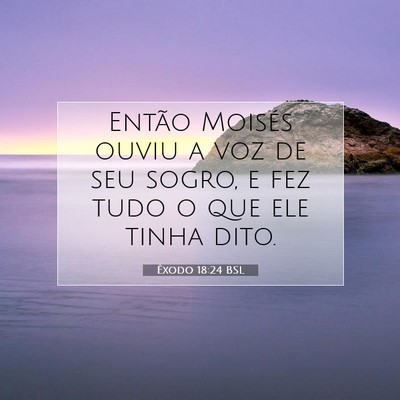 Picture 07 - Êxodo 18:24 BSL - Então Moisés ouviu a voz de seu sogro, e fez - Bible Verse Picture