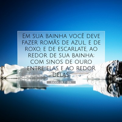 Picture 07 - Êxodo 28:33 BSL - Em sua bainha você deve fazer romãs de azul, e - Bible Verse Picture