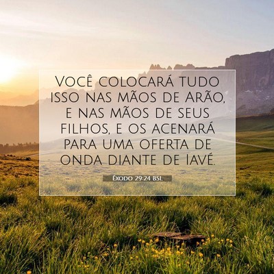 Picture 07 - Êxodo 29:24 BSL - Você colocará tudo isso nas mãos de Arão, e - Bible Verse Picture