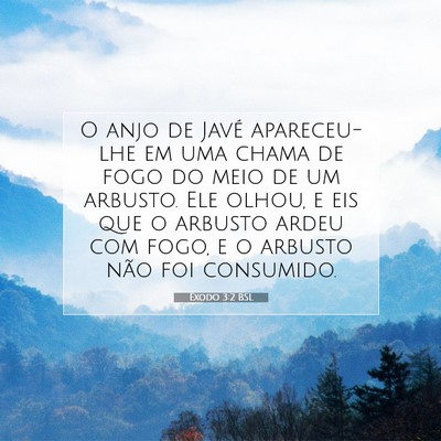 Picture 07 - Êxodo 3:2 BSL - O anjo de Javé apareceu-lhe em uma chama de fogo - Bible Verse Picture