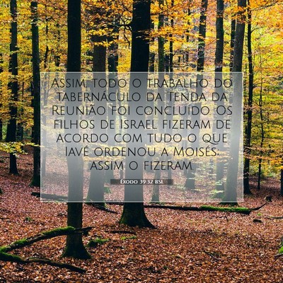 Picture 07 - Êxodo 39:32 BSL - Assim, todo o trabalho do tabernáculo da Tenda - Bible Verse Picture