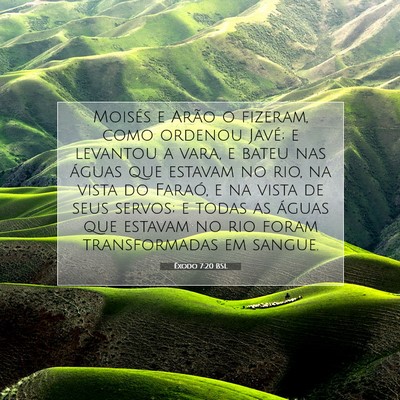 Picture 07 - Êxodo 7:20 BSL - Moisés e Arão o fizeram, como ordenou Javé; e - Bible Verse Picture