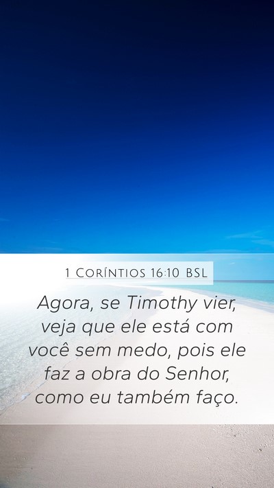 1 Coríntios 16:10 BSL Bible Verse Image