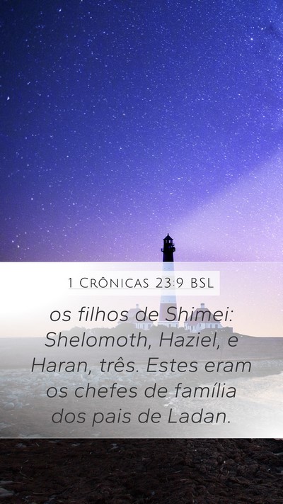 1 Crônicas 23:9 BSL Mobile Phone Wallpaper - os filhos de Shimei: Shelomoth, Haziel, e Haran, - Mobile Bible Verse Wallpaper