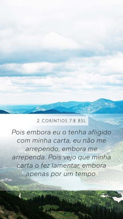 2 Coríntios 7:8 BSL Bible Verse Image