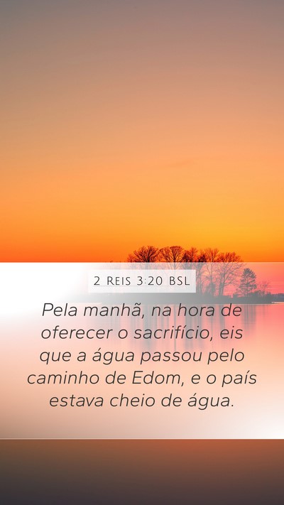 2 Reis 3:20 BSL Mobile Phone Wallpaper - Pela manhã, na hora de oferecer o sacrifício, - Mobile Bible Verse Wallpaper