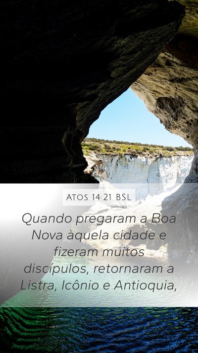 Atos 14:21 BSL Bible Verse Image
