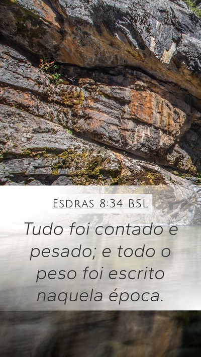 Esdras 8:34 BSL Mobile Phone Wallpaper - Tudo foi contado e pesado; e todo o peso foi - Mobile Bible Verse Wallpaper