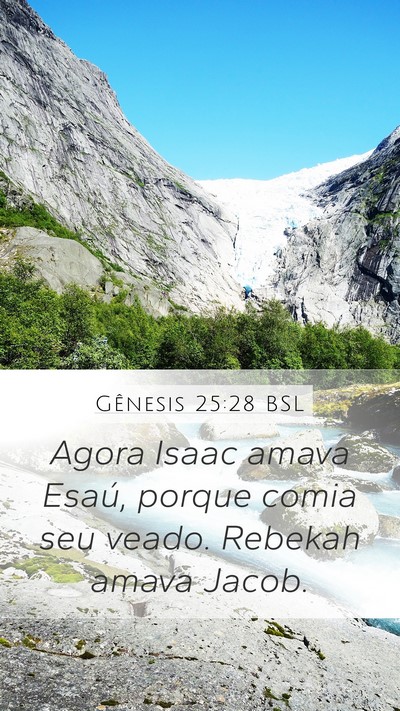 Gênesis 25:28 BSL Bible Verse Image