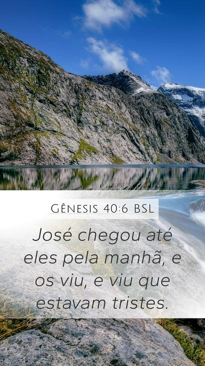 Gênesis 40:6 BSL Mobile Phone Wallpaper - José chegou até eles pela manhã, e os viu, e - Mobile Bible Verse Wallpaper