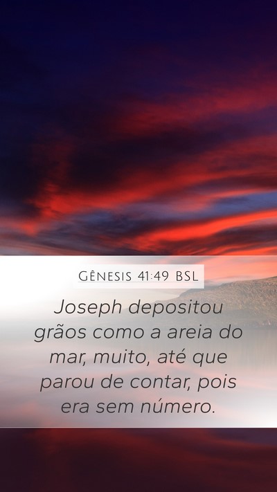 Gênesis 41:49 BSL Mobile Phone Wallpaper - Joseph depositou grãos como a areia do mar, - Mobile Bible Verse Wallpaper