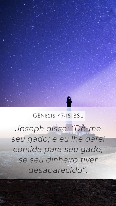 Gênesis 47:16 BSL Mobile Phone Wallpaper - Joseph disse: “Dê-me seu gado; e eu lhe darei - Mobile Bible Verse Wallpaper