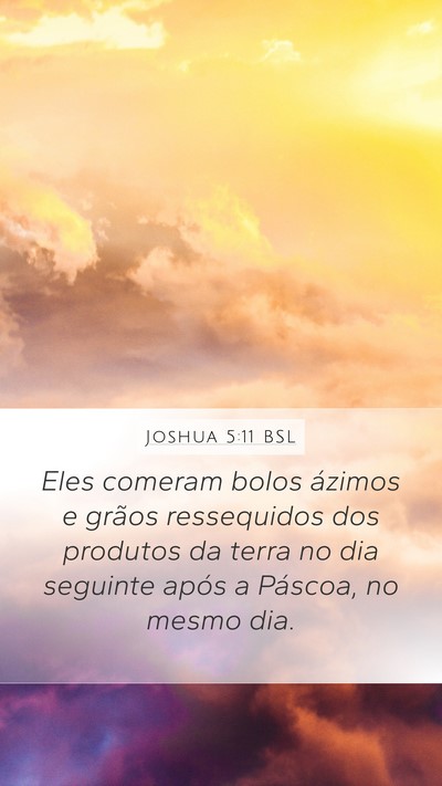 Joshua 5:11 BSL Mobile Phone Wallpaper - Eles comeram bolos ázimos e grãos ressequidos - Mobile Bible Verse Wallpaper