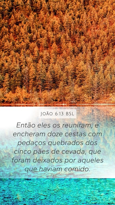 João 6:13 BSL Mobile Phone Wallpaper - Então eles os reuniram, e encheram doze cestas - Mobile Bible Verse Wallpaper