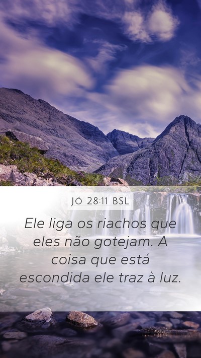 Jó 28:11 BSL Mobile Phone Wallpaper - Ele liga os riachos que eles não gotejam. A - Mobile Bible Verse Wallpaper