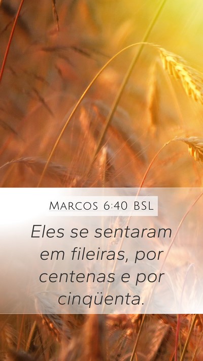 Marcos 6:40 BSL Mobile Phone Wallpaper - Eles se sentaram em fileiras, por centenas e por - Mobile Bible Verse Wallpaper