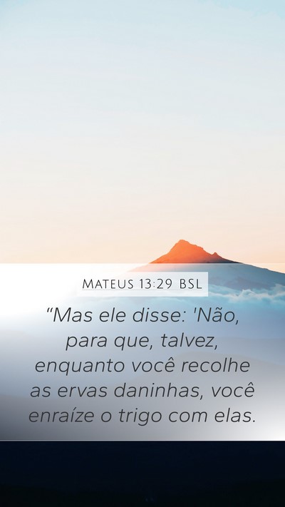 Mateus 13:29 BSL Mobile Phone Wallpaper - “Mas ele disse: 'Não, para que, talvez, - Mobile Bible Verse Wallpaper