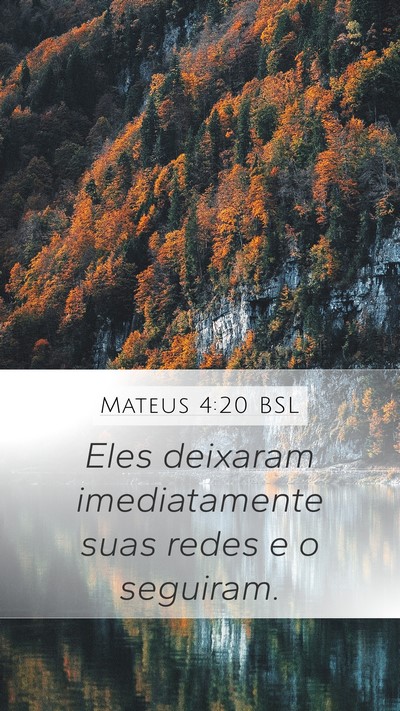 Mateus 4:20 BSL Mobile Phone Wallpaper - Eles deixaram imediatamente suas redes e o - Mobile Bible Verse Wallpaper