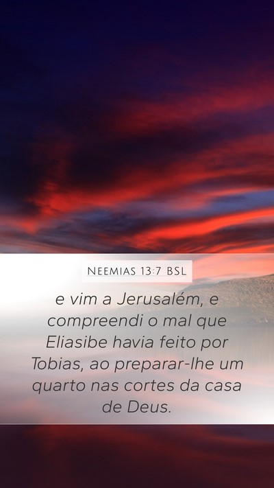 Neemias 13:7 BSL Mobile Phone Wallpaper - e vim a Jerusalém, e compreendi o mal que - Mobile Bible Verse Wallpaper