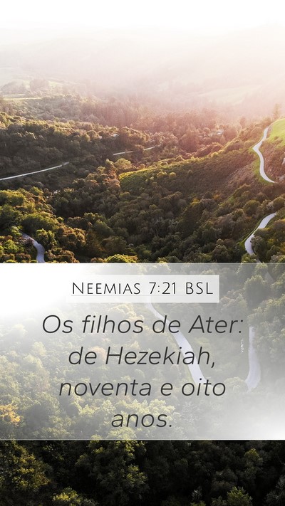 Neemias 7:21 BSL Mobile Phone Wallpaper - Os filhos de Ater: de Hezekiah, noventa e oito - Mobile Bible Verse Wallpaper