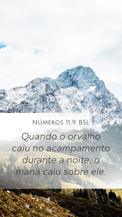 Números 11:9 BSL Mobile Phone Wallpaper - Quando o orvalho caiu no acampamento durante a - Mobile Bible Verse Wallpaper