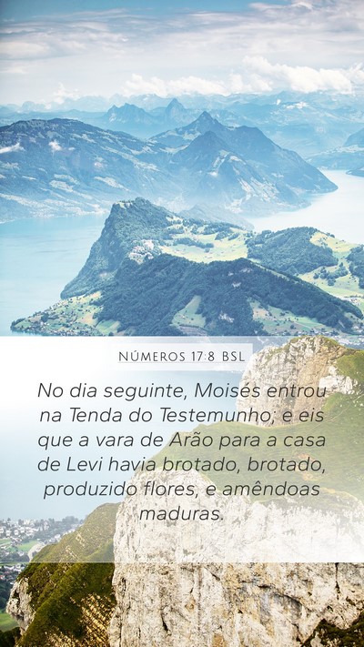Números 17:8 BSL Mobile Phone Wallpaper - No dia seguinte, Moisés entrou na Tenda do - Mobile Bible Verse Wallpaper