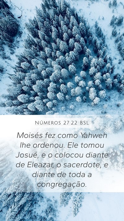 Números 27:22 BSL Mobile Phone Wallpaper - Moisés fez como Yahweh lhe ordenou. Ele tomou - Mobile Bible Verse Wallpaper