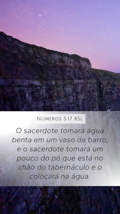 Números 5:17 BSL Mobile Phone Wallpaper - O sacerdote tomará água benta em um vaso de - Mobile Bible Verse Wallpaper