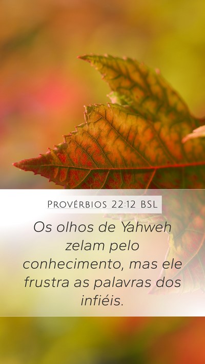 Provérbios 22:12 BSL Mobile Phone Wallpaper - Os olhos de Yahweh zelam pelo conhecimento, mas - Mobile Bible Verse Wallpaper