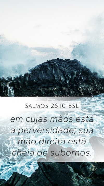 Salmos 26:10 BSL Mobile Phone Wallpaper - em cujas mãos está a perversidade; sua mão - Mobile Bible Verse Wallpaper