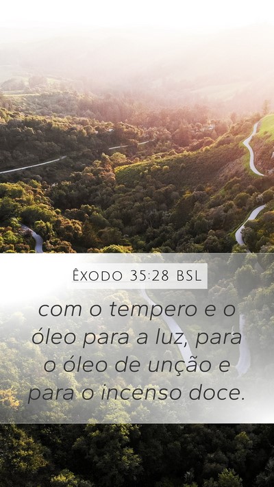Êxodo 35:28 BSL Mobile Phone Wallpaper - com o tempero e o óleo para a luz, para o óleo - Mobile Bible Verse Wallpaper